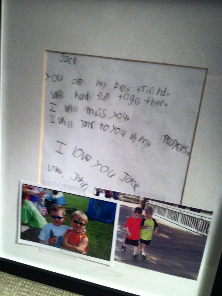 Letter 6 Yr Old Jack Pinto's Best Friend Wrote To Him