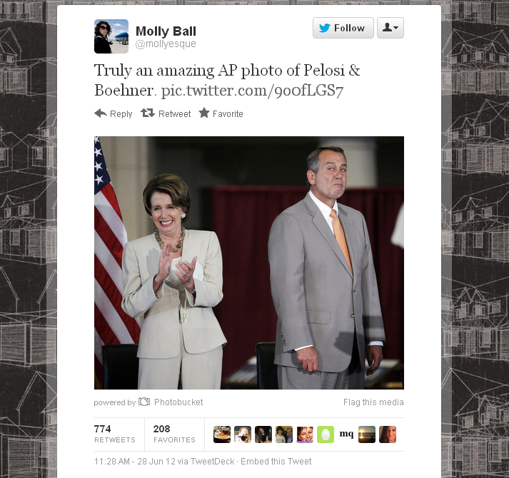 Pelosi-Boehner --MollyBall@Twitter