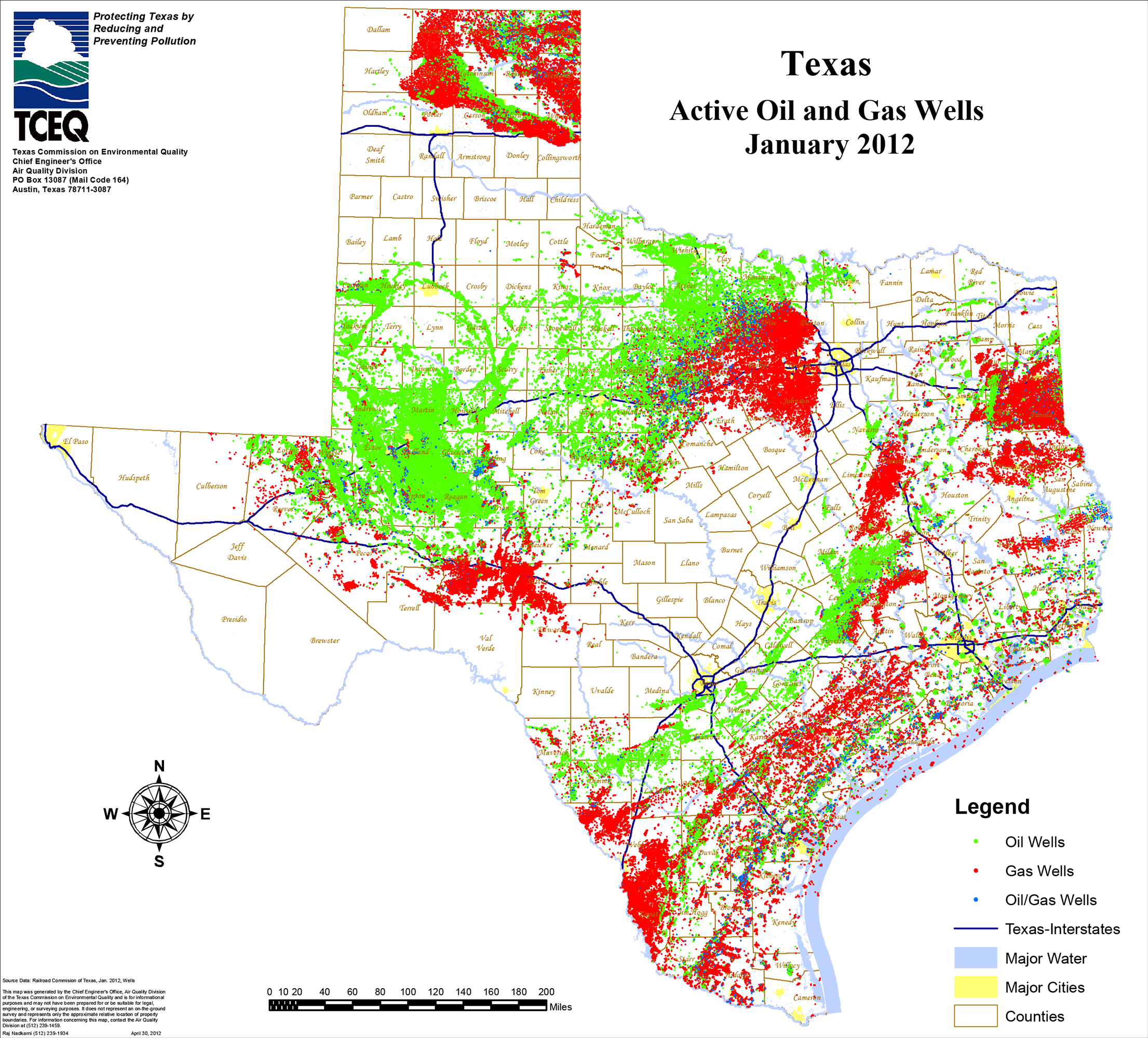 Texas Acrive Oil & Gas Wells 2012