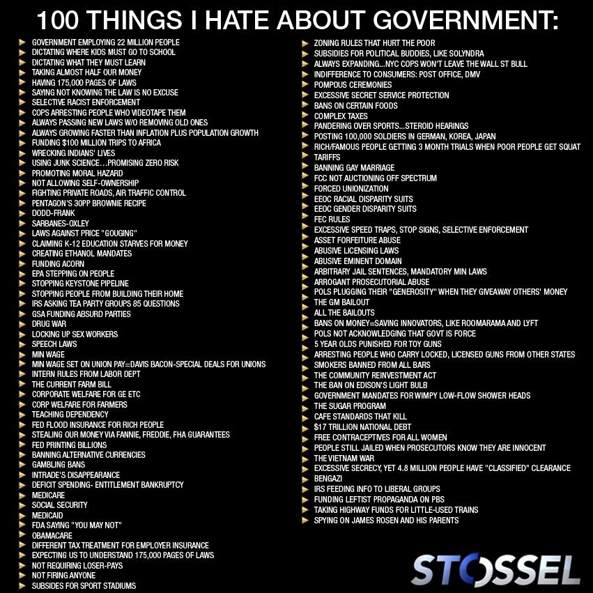100 Things I Hate About The Govt --John Stossel