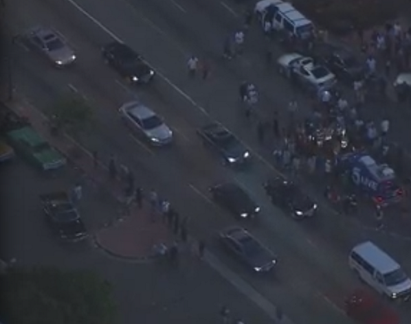 KTLA Van Being Surrounded By Protesters