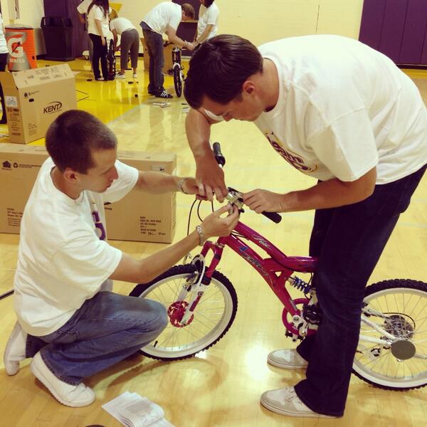 LA Lakers Staffers Working on Bikes For KIds