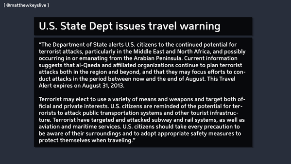State Dept Travel Warning