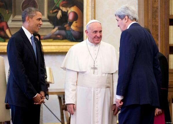 Obama & John Kerry Meet Pope Francis
