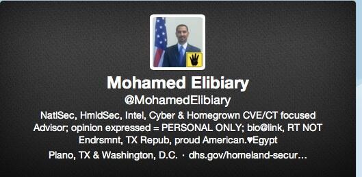 Mohamed Elibiary With Muslim Brotherhood Logo