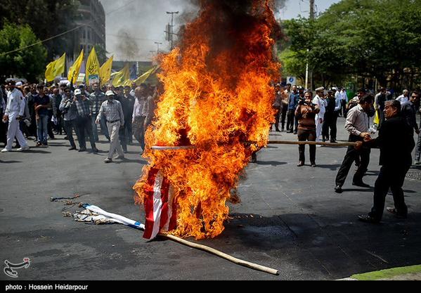 Israel and American Flags Burned Iran