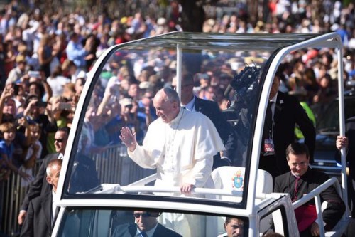 Pope Francis Enroute to Mass