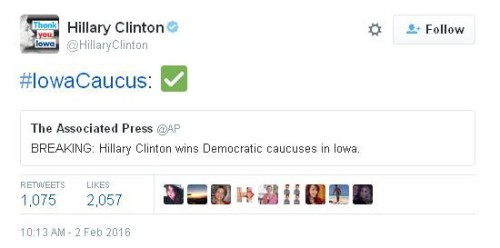Hilliary Wins Iowa