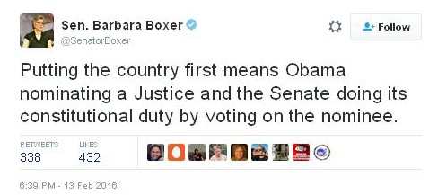 Sen Barbara Boxer on Federal Nominations