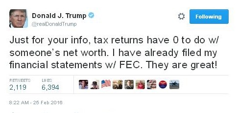 Trump Files Tax Returns
