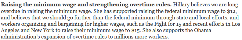 Hillary Clinton Minimum Wage